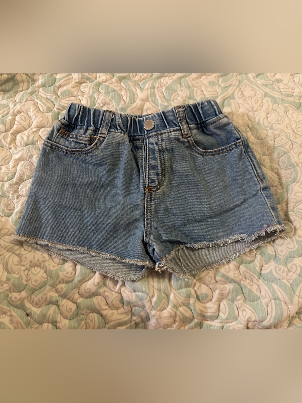 Zara Light Blue Denim Girls' Elastic Waist Shorts